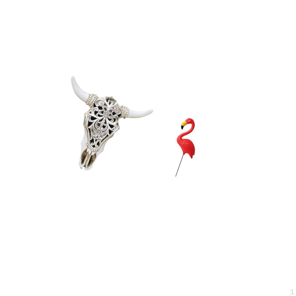 Tribal Bull Head Sculpture Wall Hanging Art Ornament for Office Farmhouse Bedroom And Flamingo