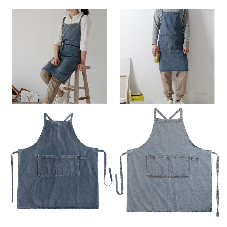 Eleganter Jeans-Schürze mit Taschen für Damen und Herren zum Kochen, Gärtnern, Malen, Kochuniform, Schürze, Unisex