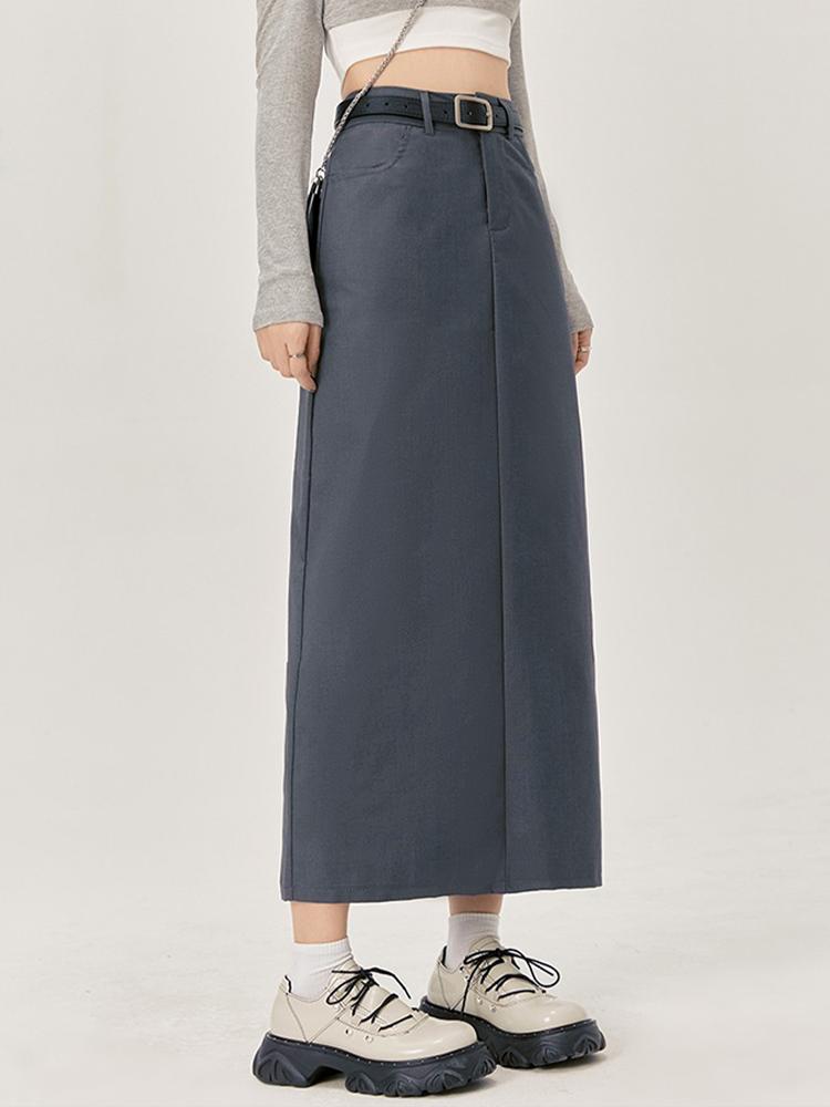 Women Split Suit Midi Skirts Summer Slim High Waist A Line Skirt Female Elegant Casual Office Lady Korean Vintage Black