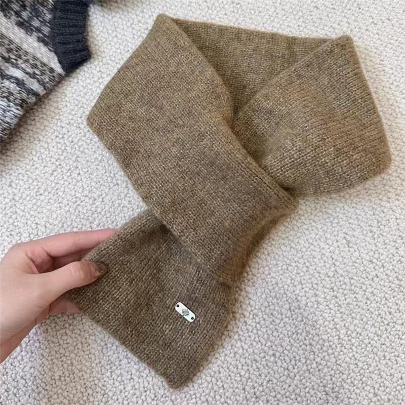 

New Japanese and Korean Style Wool Knitted Blended October Siege Winter Piercing Earring Small Scarf Versatile Warm Neck Scarf