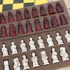 Antique Small Chess Leather Chess Board Characters Chess Game Resin Lifelike Chess Pieces For Parent-Child Entertainment