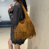 Vintage Matte Tassel Shoulder Bag Women'S Fashion Large Capacity Tote Bag Underarm Bag