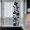Transparenter Badezimmerglas Schwarze Blumenranke Aufkleber Minimalistischer Stil Dekoration Abziehbild