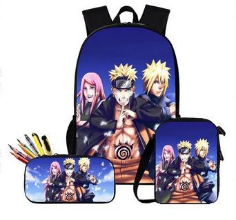 Naruto Naruto Primary And Secondary School Students Three-Piece Set School Bag Children'S Backpack Satchel Pencil Case