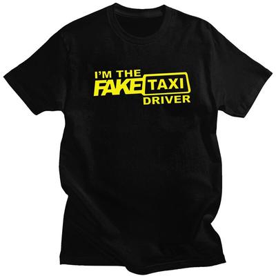 T-shirts personnalisés 'Je suis le faux chauffeur de taxi' pour hommes à manches courtes T-shirt de mode Coupe ajustée T-shirts 100% coton Idée cadeau