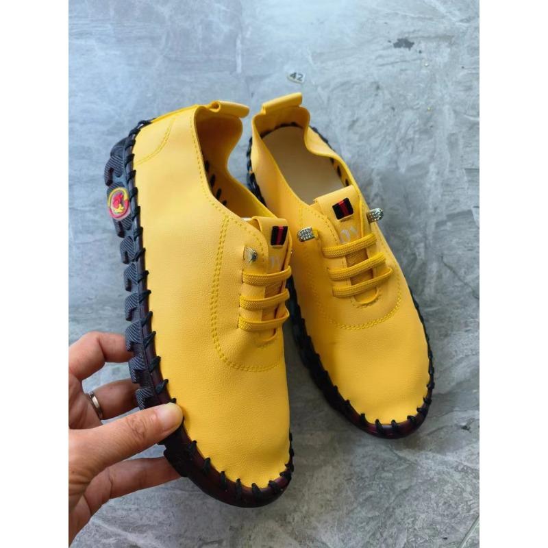 

Женские туфли-балетки ручной работы на мягкой подошве, повседневная обувь слипоны, обувь больших размеров на весну-лето 45 жёлтый