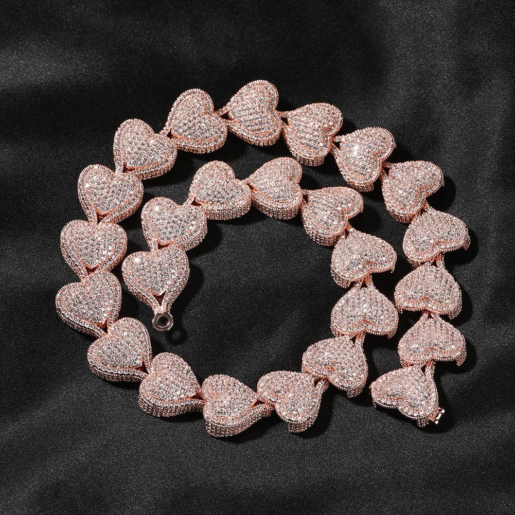 Iced Out Crossing Cz Heart Shape Necklace Fashion Jewelry Heart Tennis Choker Diamond Chain Women Man Necklace