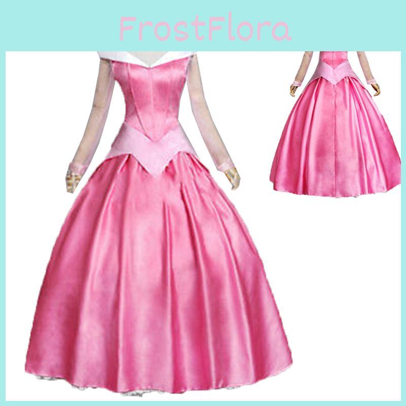 Bezauberndes rosa Dornröschen Aurora Ballkleid Kostüm für Damen mit Puffärmeln