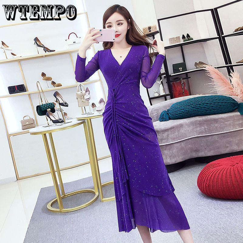 WTEMPO Dámské šaty Sexy hluboký výstřih Vysoký rozparek Rybí ocas Šaty na boky Pas Skinny šaty Ramínka Duté Párty šaty