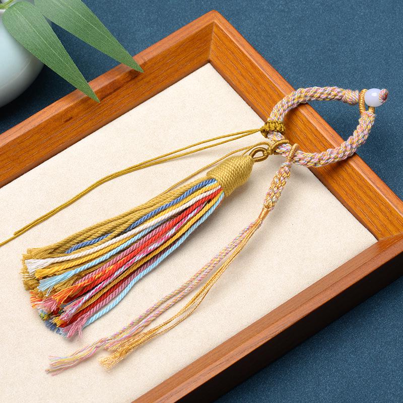 Ethnic Handmade Woven Tassel Pendant Keychain - Colorful Cotton Thread Jewelry Accessories