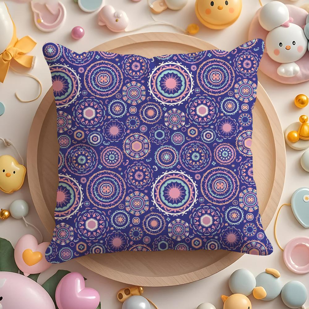 Indian Ethnic Pattern Cushion Cover Home & Car Multi-Scene Pillow Cover - Reversible, Soft & Durable for Daily Use