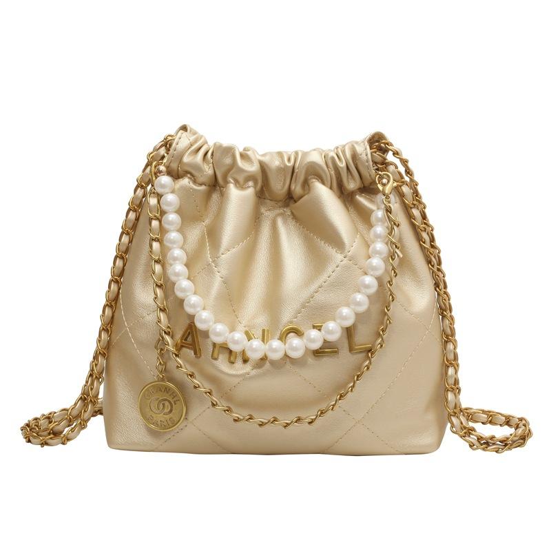 Popular small bags women's summer versatile new diamond chain messenger bag pearl bucket bag
