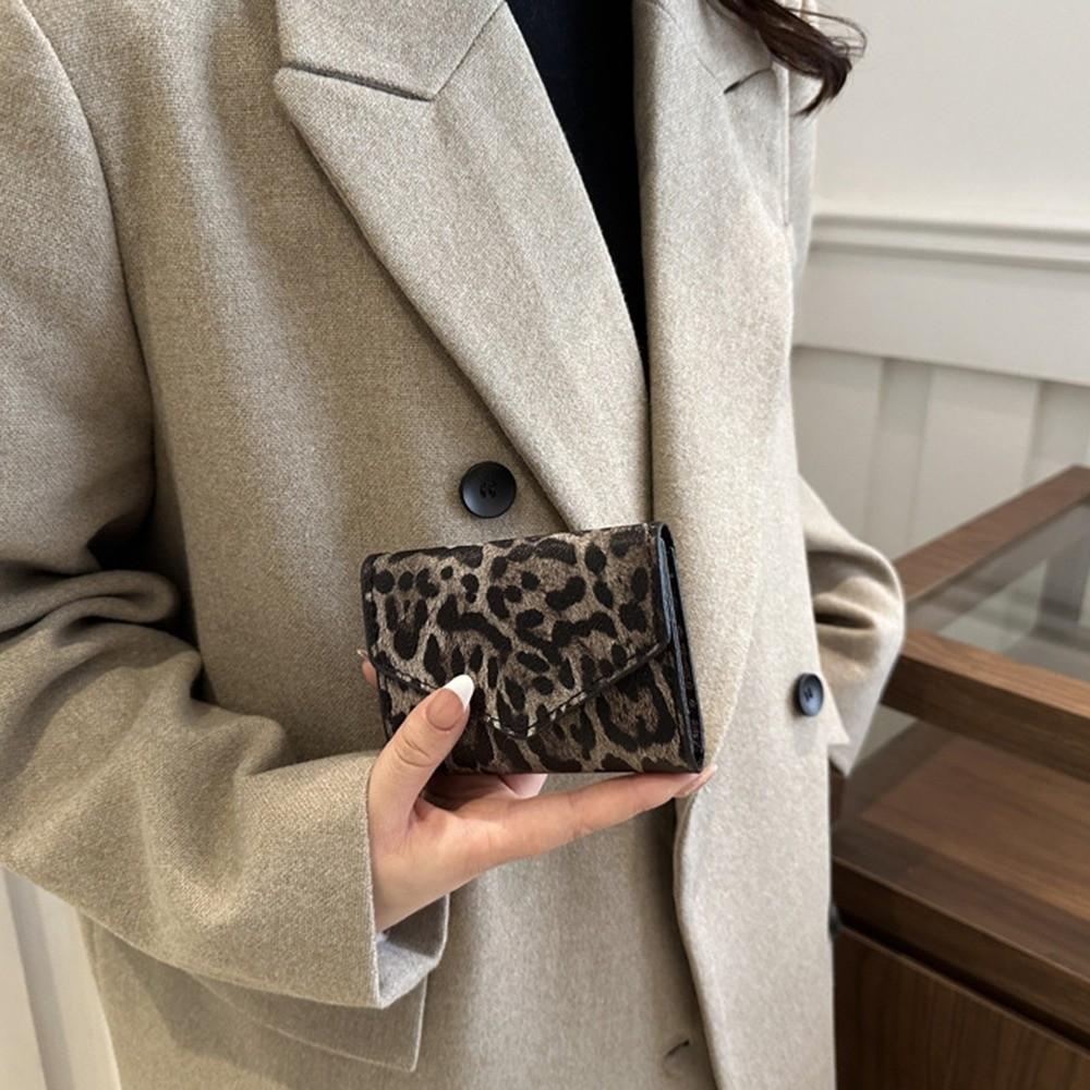 Elegant Leopard Short Wallet Korean Style Coin Purse Mini Envelope Clutch Bag  Gift