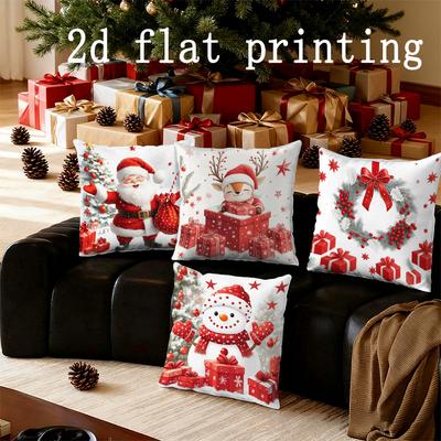 Home Decor Christmas Festive Prints Pillow Covers Pattern Cushion Cover Suitable for Sofa Bedroom Car Pillow Cover