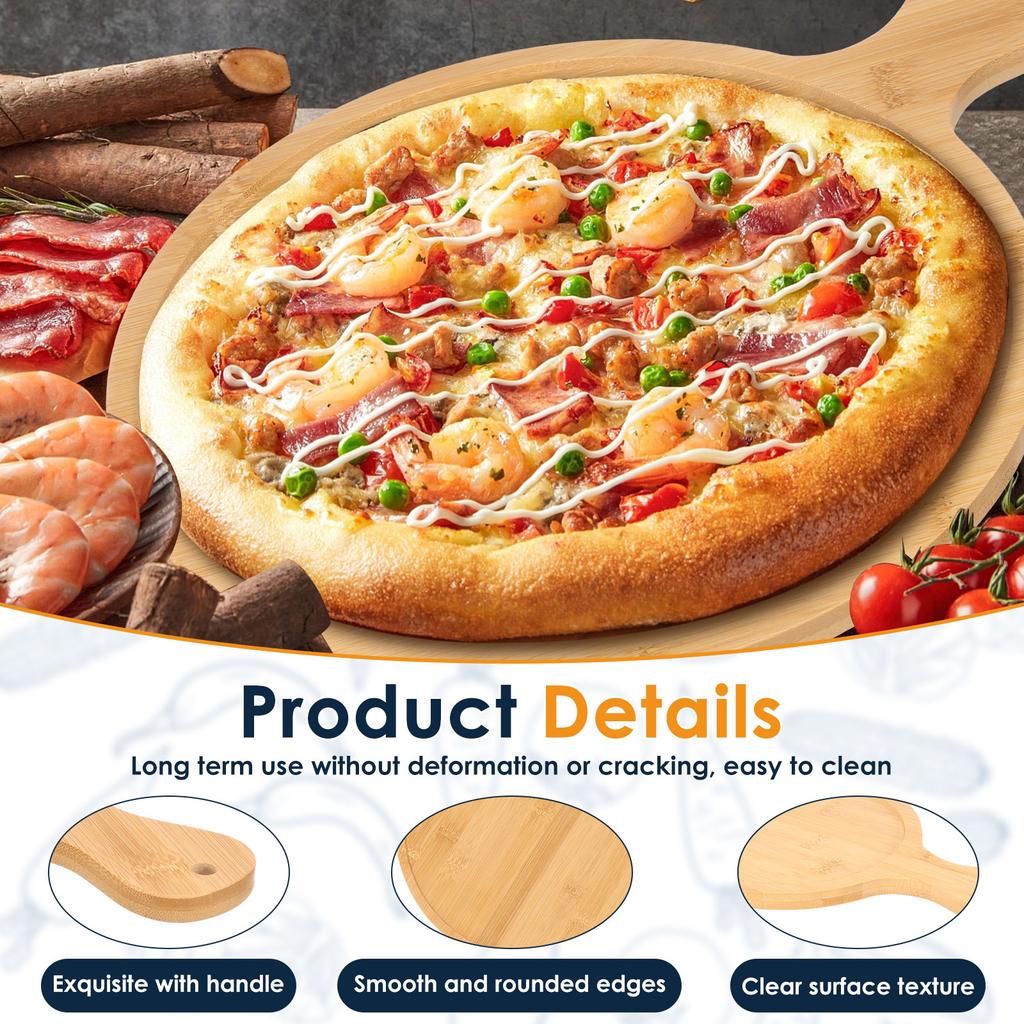 2Pcs Wooden Cutting Board with Handle Circular Hanging Chopping Board Kitchen Household Fruit Vegetable Pizza Cutting Board