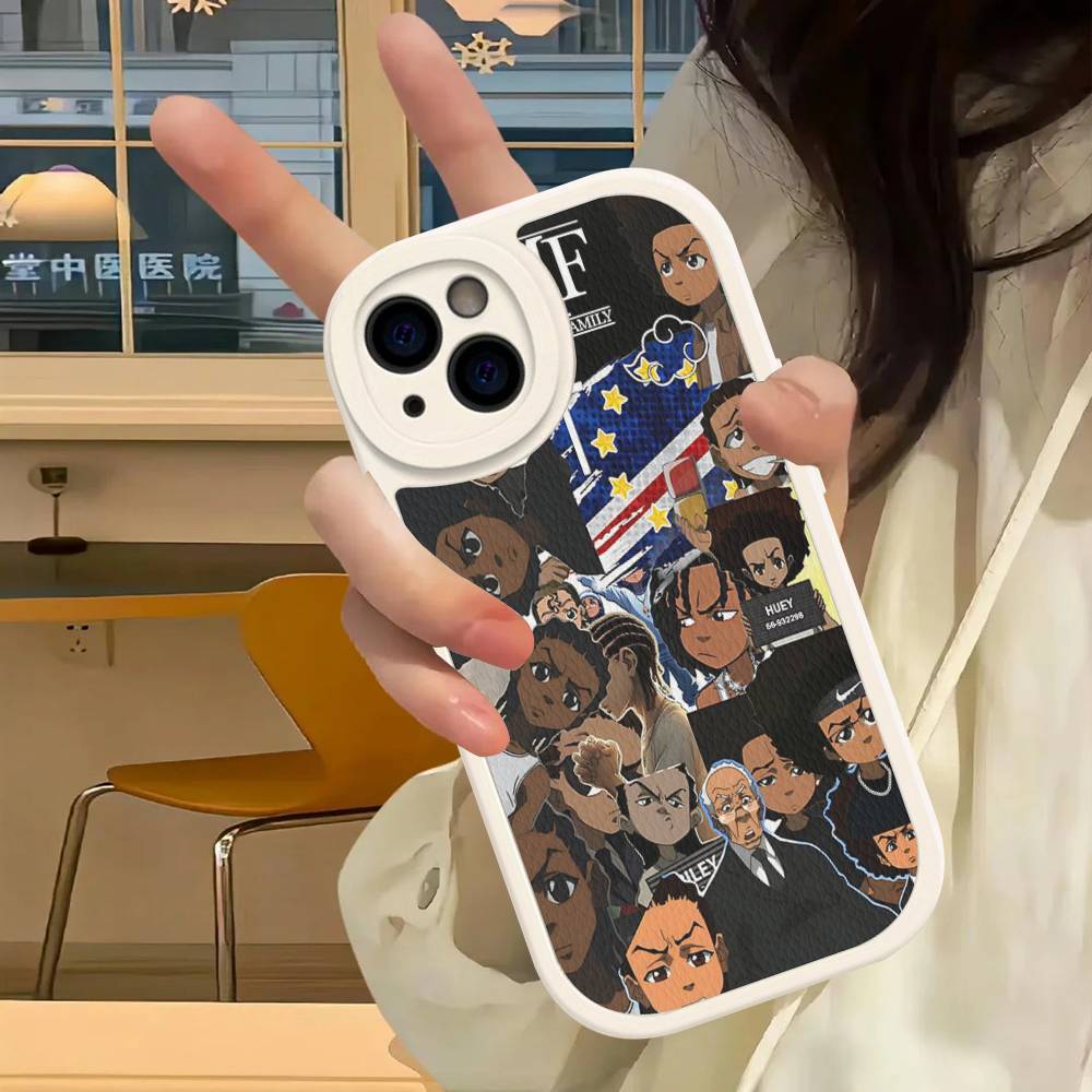 Cartoon The Boondocks Phone Case For IPhone 16 15 14 13 12 11 Pro Max Plus Leather Cover