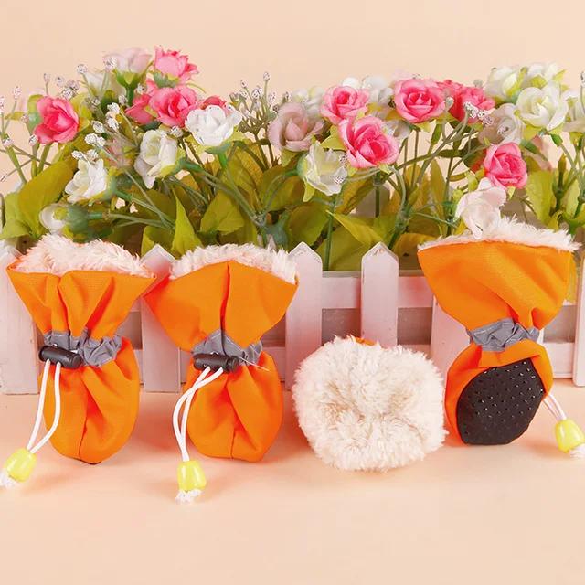 4 Stück/Set Wasserdicht Winter Warm Haustier Hundeschuhe Rutschfest Regen Schnee Stiefel Dick Für Kleine Katzen Welpe Chihuahua Socken Stiefeletten Hunde