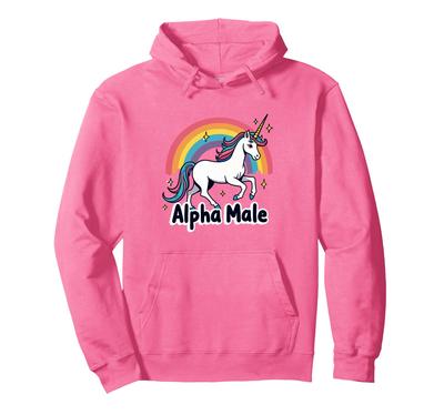Alpha Male Rainbow Unicorn Weird Alpha Male Meme Pink Hoodie
