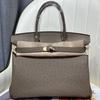Ostrich Pattern First Layer Cowhide 30CM Platinum Bag High Quality (J15-30BK)