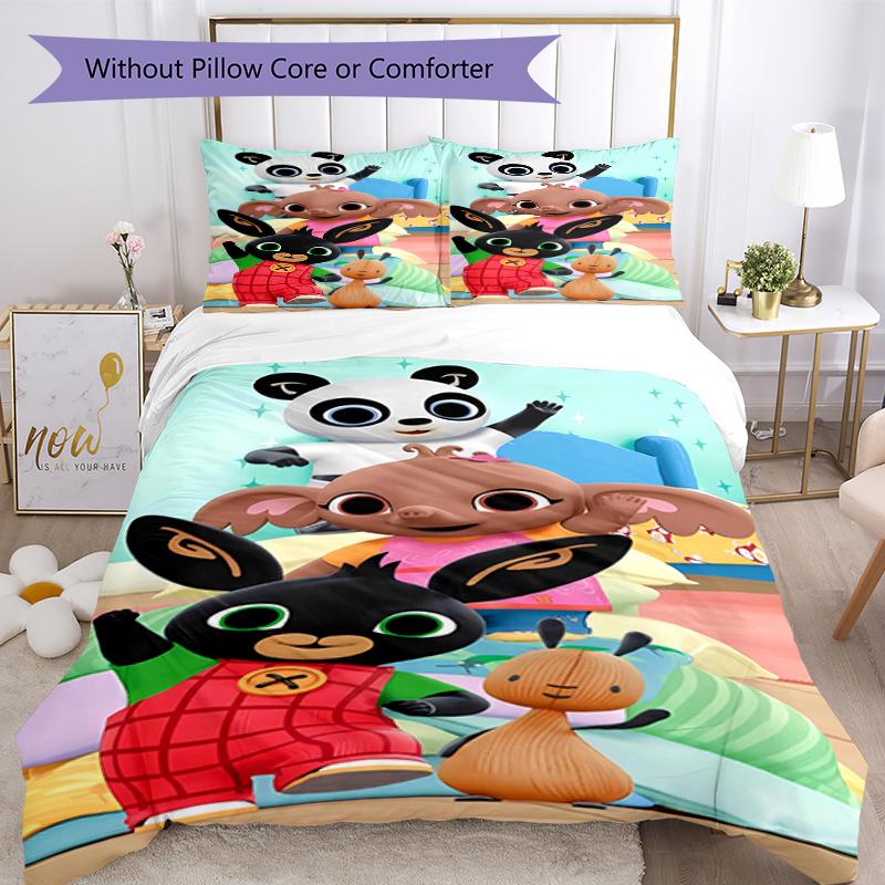 3pcs Bing Pattern Bedding Set Duvet Cover Set Includes Duvet Cover &pillowcases, Perfect All Season Bedroom Decoration & Gift