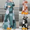 2025 Long Sleeve Round Neck Printed Robe - Middle Eastern Muslim Malay Dress