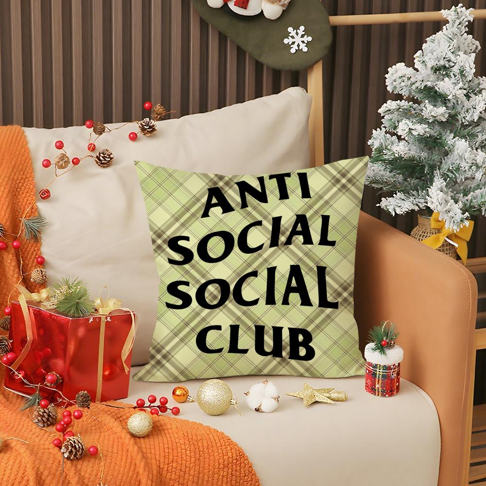 Cool A-Anti Social Social Club Pillow Case Printing Pillowcase Living Room Sofa Cushion Cover Bedroom Room Decor