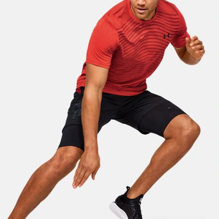 Under Armour Solid Color Slim Fit Crew Neck T-Shirt Men tops Beta-Red 1351450-628