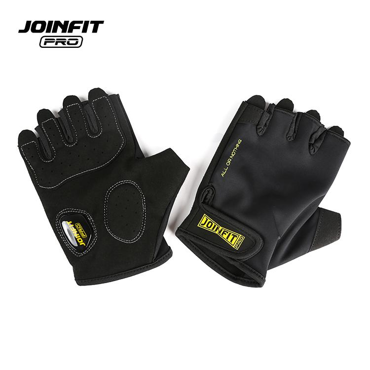 JOINFIT PRO Training Gloves Gym Fitness Half Finger Unisex Water Resistant Lightweight Nylon Spandex PU Fitness Gloves&S чёрный