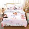 3D Ballet Girl Bedding Set Cartoon Girl Dance Quilt and Pillow Case 2/3pcs AU140 * 210 Single/Double Bed Holiday Gift Girl Room Soft Home Textile
