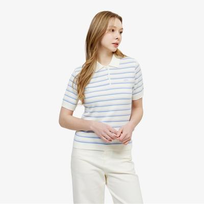 Women's Striped Sweater Polo Shirt PF710E-56GAEY