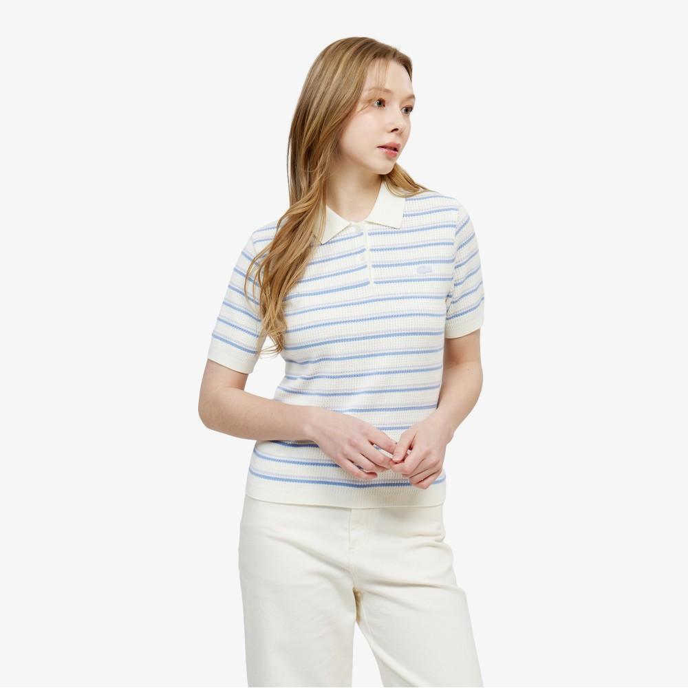 Lacoste Women's Striped Sweater Polo Shirt PF710E-56GAEY