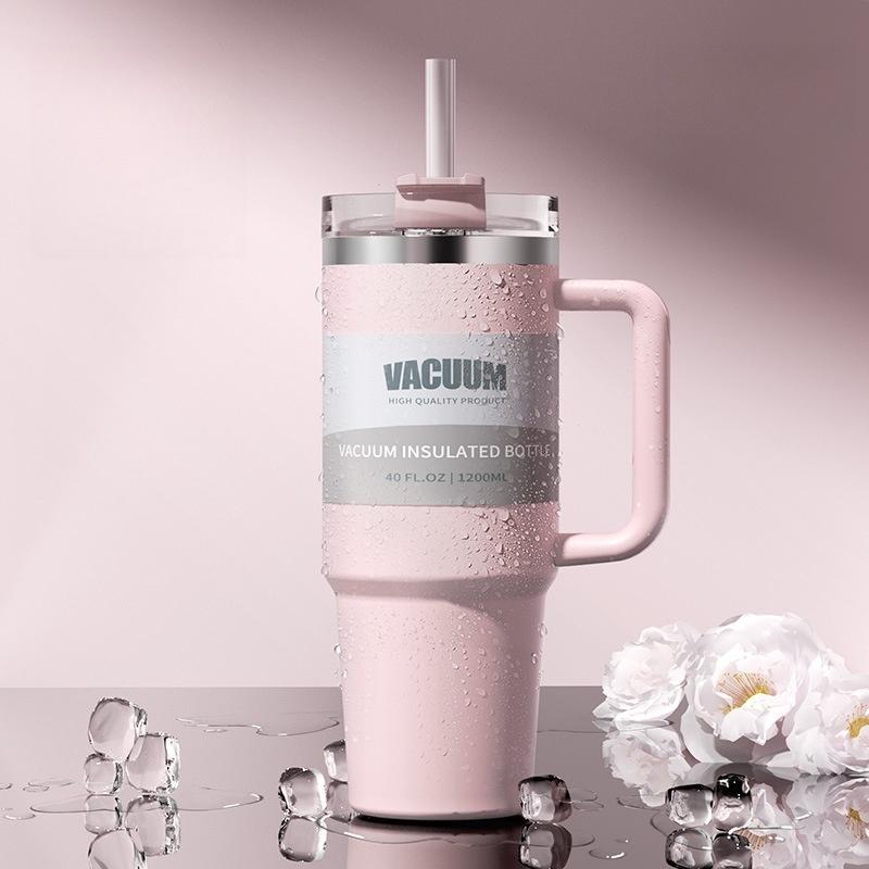 

40oz 1200ML double-layer insulated tumbler cold drink travel cup coffee cup A handled and strawed insulated tumbler Ice Cup 1200ml