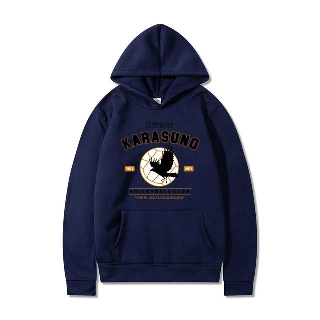 Autumn Winter Hoodies Cartoon Japanese Anime Street Wear Karasuno Flyover Pattern Men's and Women's Warm Sweatshirts