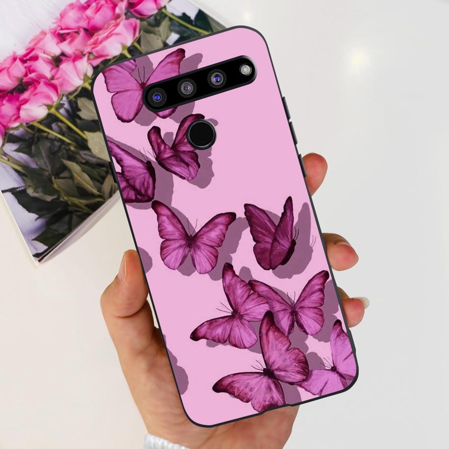 For LG V50 ThinQ 5G Case LM-V500EM Phone Cover Fashion Flower Butterfly Soft Silicone Back Cover For LG V40 V50s Thinq 5G Bumper