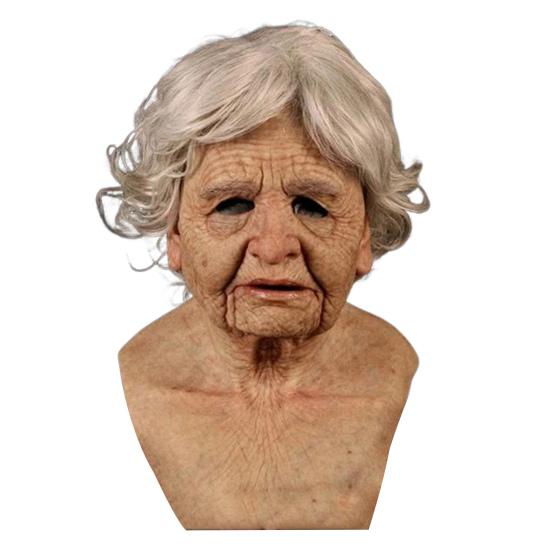 Gammal Mans Mask för Vuxna Realistisk Latex Äldre Människa Huvudtäckning med Livslika Rynkor för Halloween Maskerad Cosplay Kostymrekvisita