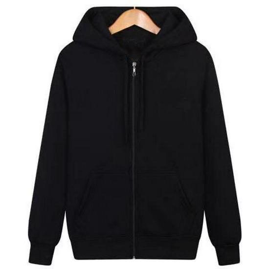 Men's Hong Kong Style Hooded Cardigan Sweatshirt - Autumn/Winter Casual BF Fashion, Solid Color, Loose Fit, Plus Velvet.