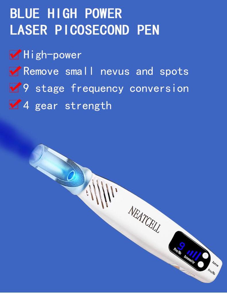 Cross-Border Red & Blue Picosecond Laser Pen for Tattoo, Mole, Freckle, and Eyebrow Removal.