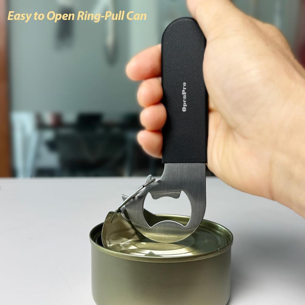 Magnetic 2-IN-1 Ring-Pull Can Opener, Beer Bottle Opener, Manual Can Opener Easy for Seniors, Pet Food, Cat Cans, Beer, Gadgets for People with