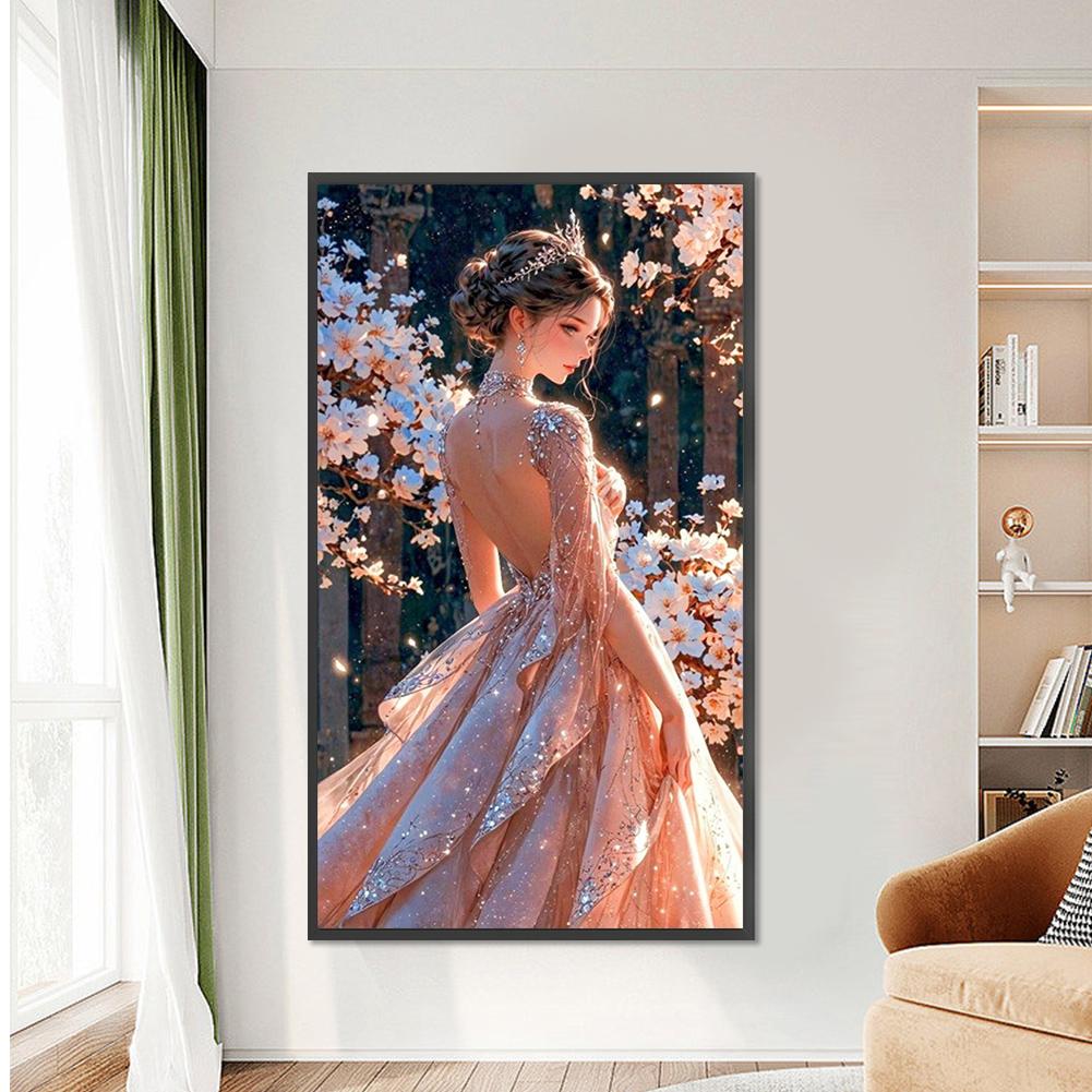 5D DIY Full Round Drill Partial AB Diamond Painting Elegant Girl Kit Art Decor