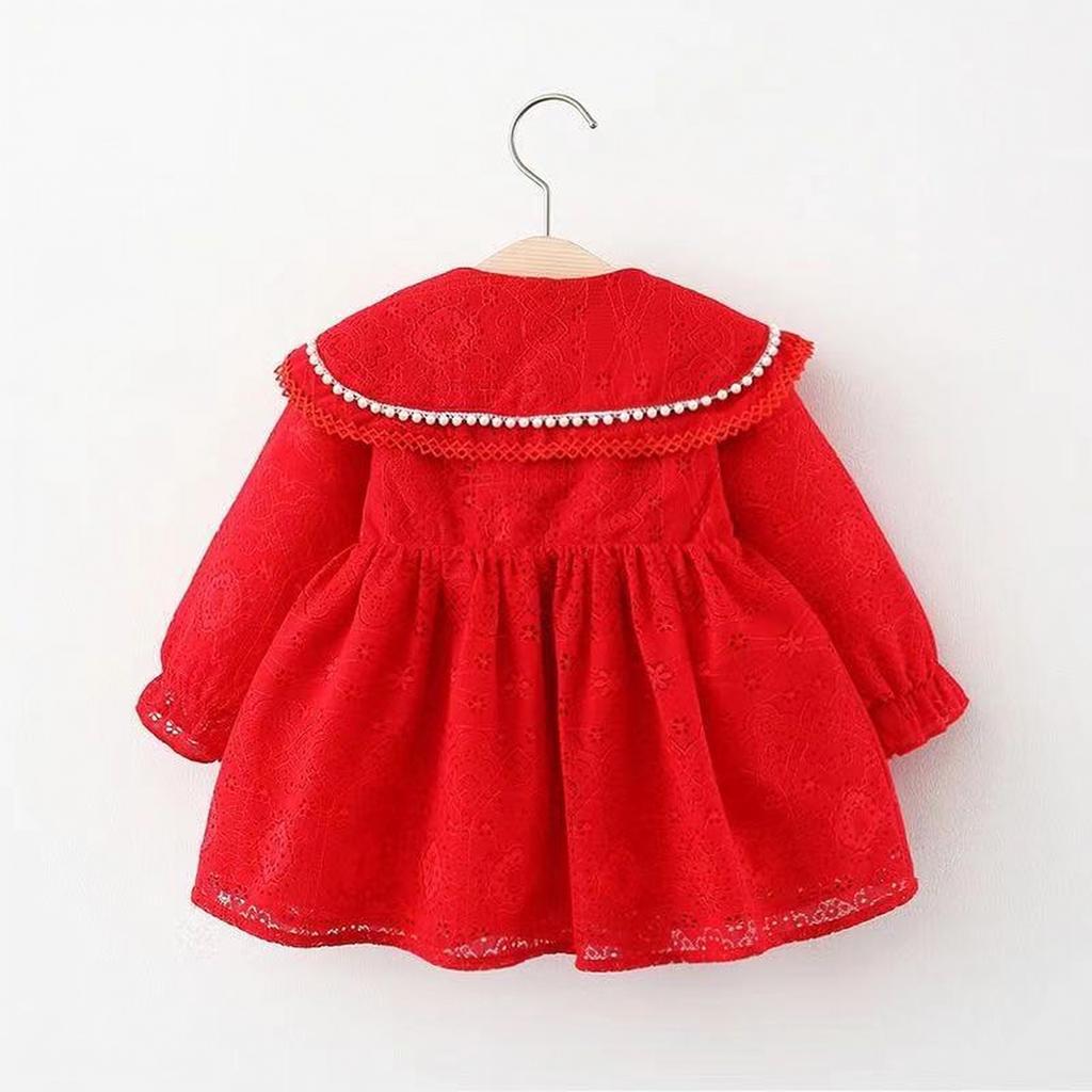Girls Princess Dress with Lace Big Collar Embellishment for Wedding Birthday Party