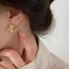 Personality Irregular Wavy Pleated Hoop Earrings for Women New Charm Gold Plated Stainless Steel Dangle Jewelry Accessories Gift