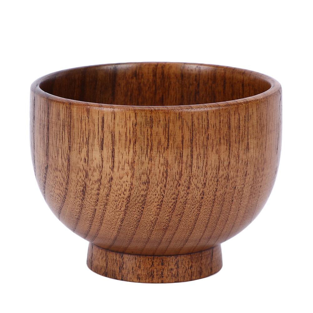 Round Work Handmade Noodles Tableware Children Eating Soup Household Tools Rice Bowls Wooden Bowl Japanese Style Natural Wood