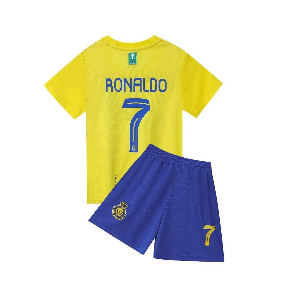 23-24 Riyadh Trasferta Blu Zaffiro N.. Set Maglia da Calcio 7 Club Taglia Bambino 14-30