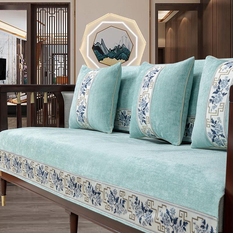 Sofa Cushion New Chinese Style Non-Slip Cover Cover Simple Four Seasons Universal High-End Fashion Backrest Towel Cushion Suit
