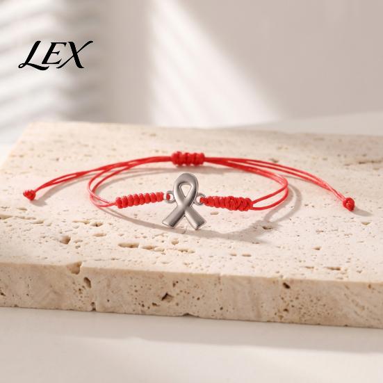 Charity Event Commemorative Accessory 2PCS Hand-woven Braided Bracelets with Metal Ribbon Pendant, Adjustable Cord Awareness Wear Resistant
