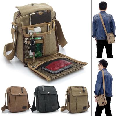 Men Canvas Messenger Crossbody Shoulder Bag Sling School Bags For Outdoor Sport Travel Hiking