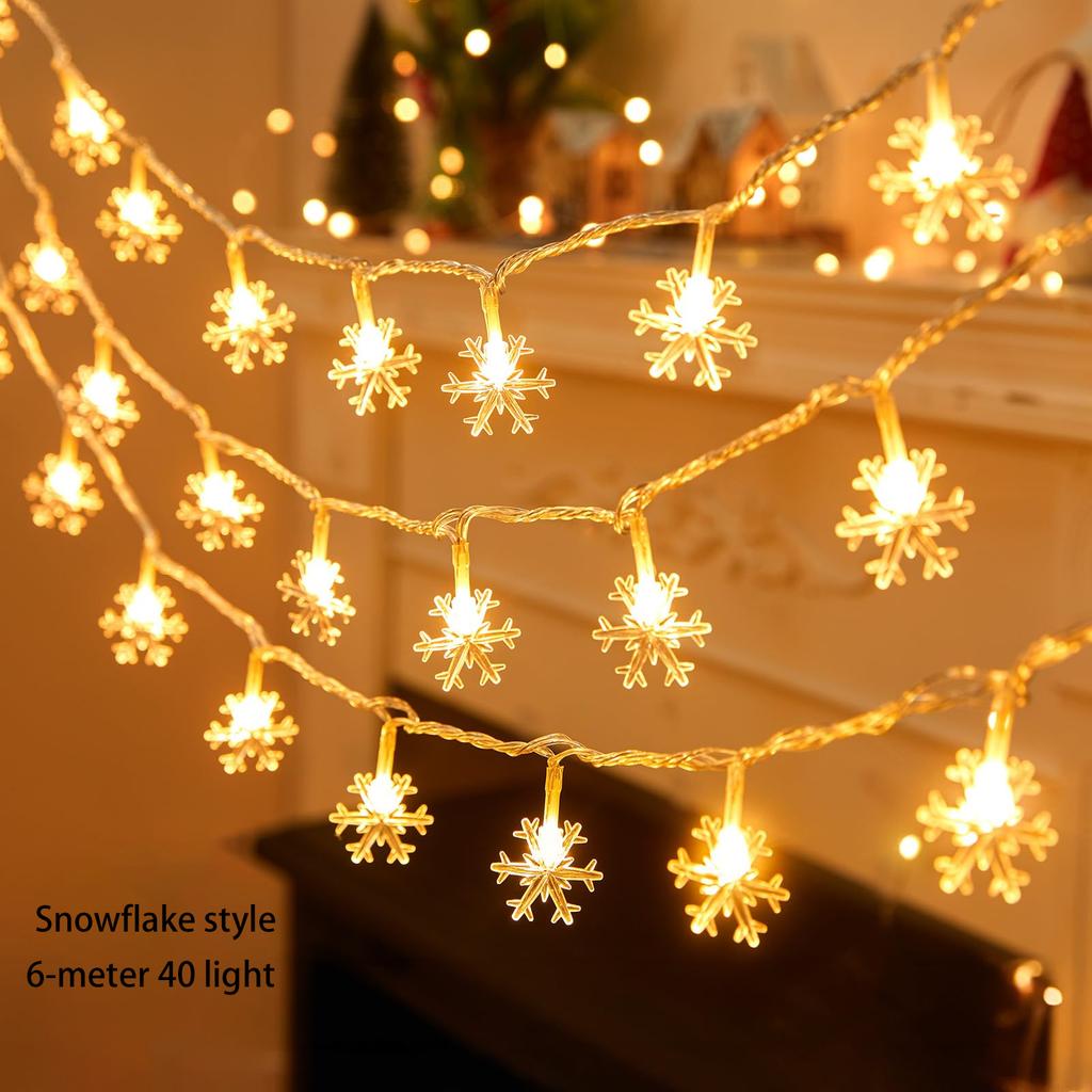 LED Christmas Light String, Indoor and Outdoor, Wedding Parties, Garden Decoration, 6-meter 40 Light, Battery Free.zwq