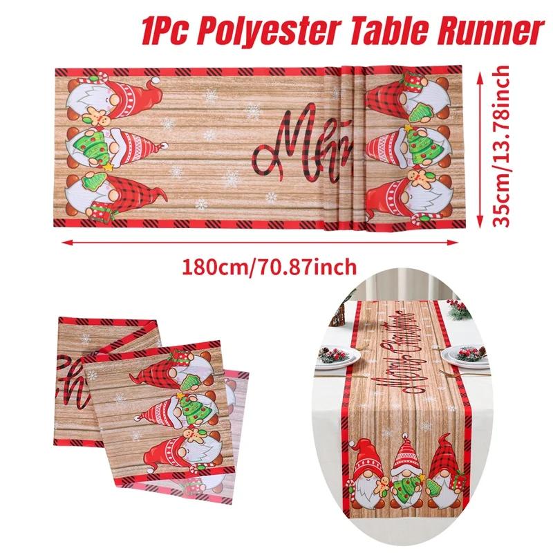 Christmas Table Runner Christmas Party Decoration 2025 Xmas Santa Claus Snowman Table Runner Navidad Natal New Year Gift 2026