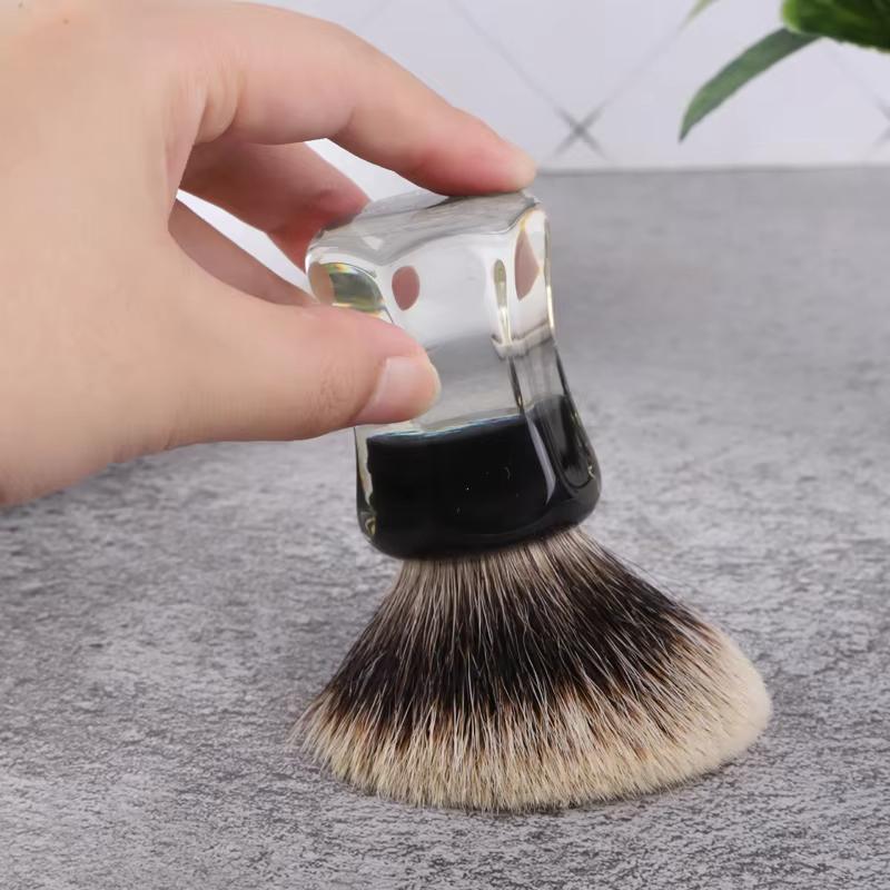 Yaqi Retro 24MM Two Band Badger Hair Clear Handle Beard Brush Men Wet Shaving Brush For Cleaning Beard Shaving Tool New