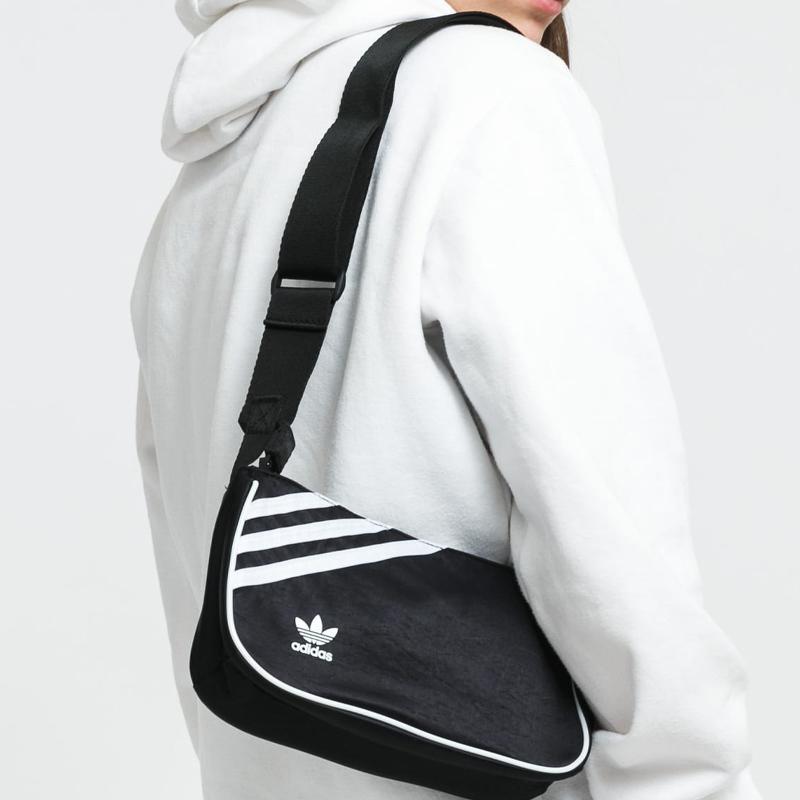 Adidas Originals Leather Shoulder Bag, Crossbody Bag Mini Unisex Black Adidas GN2097